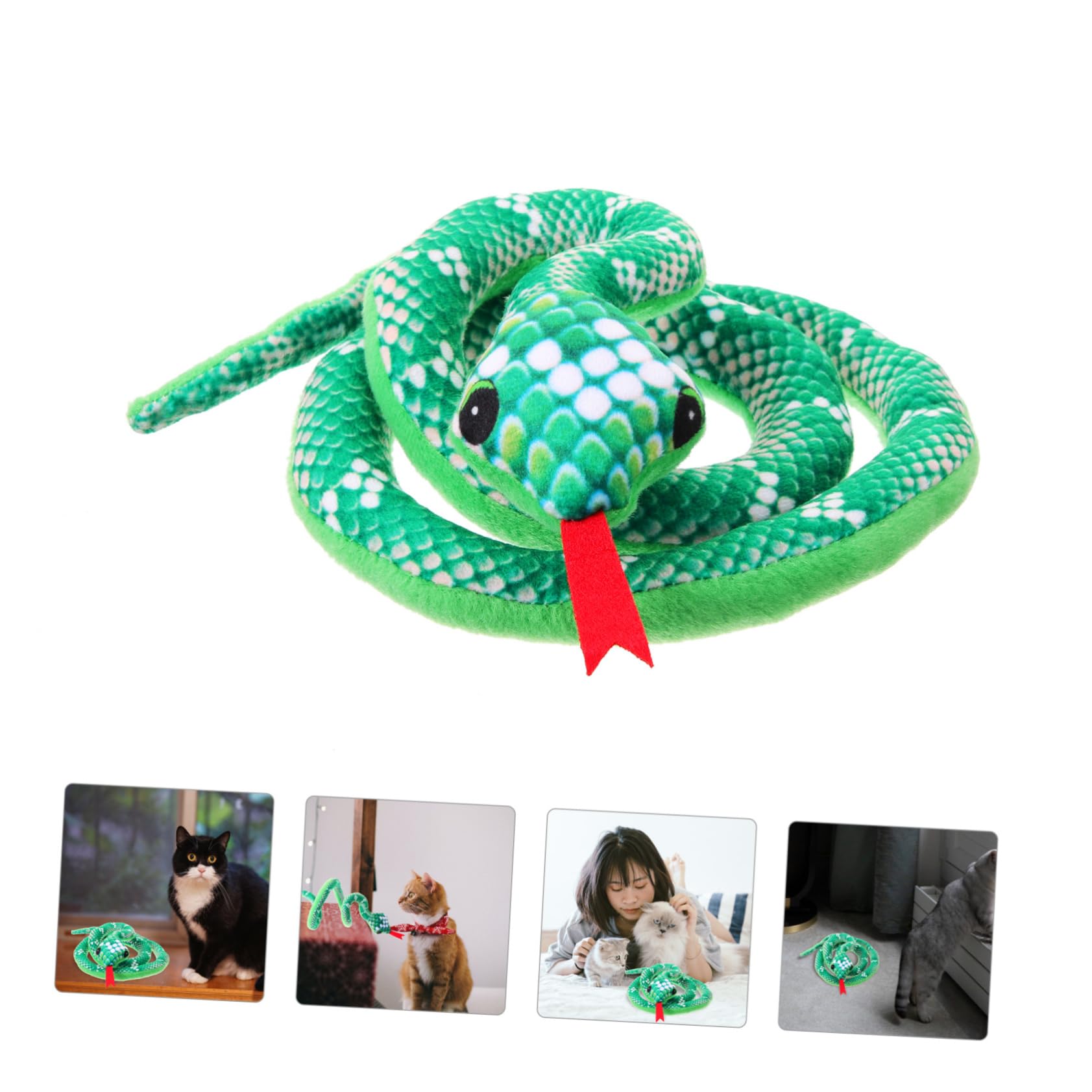 ibasenice Serpent Peluche pour Chat Dintérieur avec Herbe à Chat Naturelle à Mâcher Interactif Antistress pour Adultes