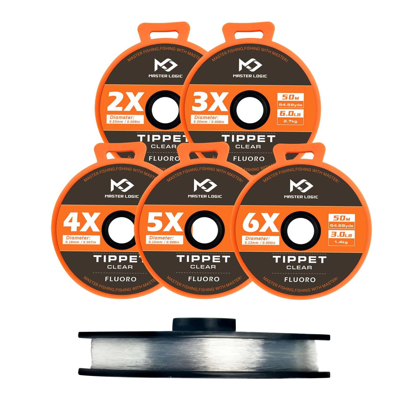 Fly Fishing Tippet Leaders Line with Holder and Silicone Tenders 32/55 Yard Spools, 2X-6X Tippets Clear