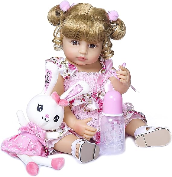 TERABITHIA 22 Inch Lifelike Full Body Silicone Vinyl Flexible Anatomically Correct Reborn Baby Doll Newborn Princess Toddler Girl Dolls Kids Birthday Gift Set