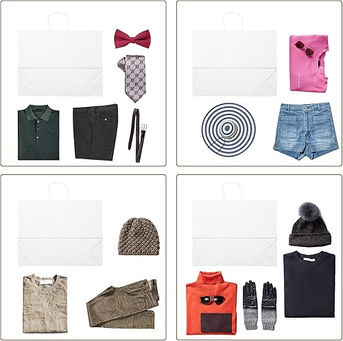 Miniatura 3 de 80 bolsas de papel blanco con asas a granel, de 16 x 6 x 12 pulgadas, bolsas de regalo grandes, bolsas de papel de estraza a granel para boutiques,