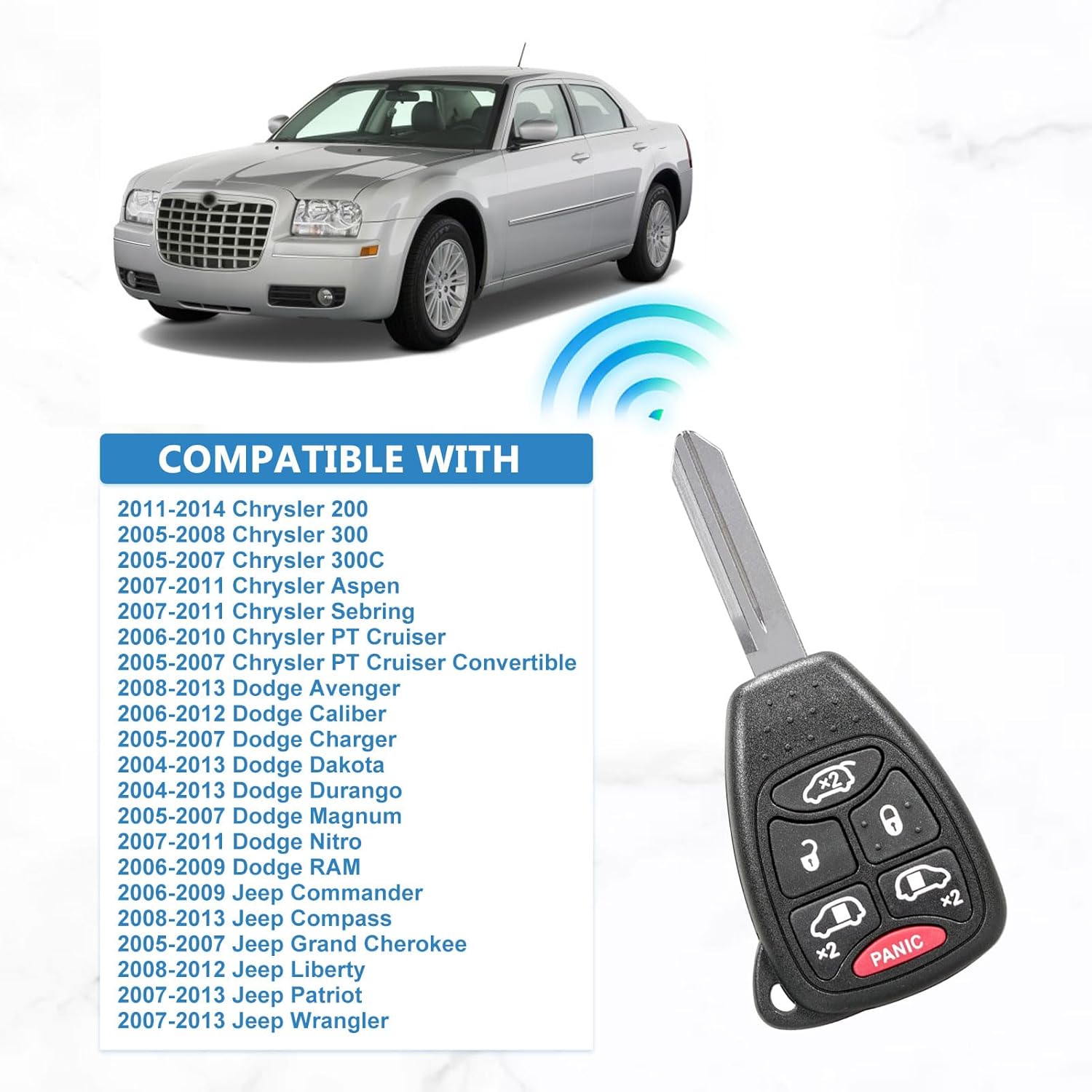 Key Fob Replacement for 2004 2005 2006 2007 Dodge Grand Caravan Chrysler Town Country Keyless Entry Remote, 6-Button M3N5WY72XX (Set of 2)