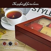Vista 8 de BJOYFUL&LOVED BJL Organizador de bolsitas de té, caja de té de madera con 8 compartimentos, soporte de gran capacidad para almacenamiento