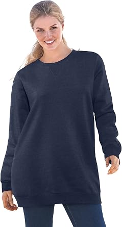Woman Within Crewneck Fleece Sweatshirt