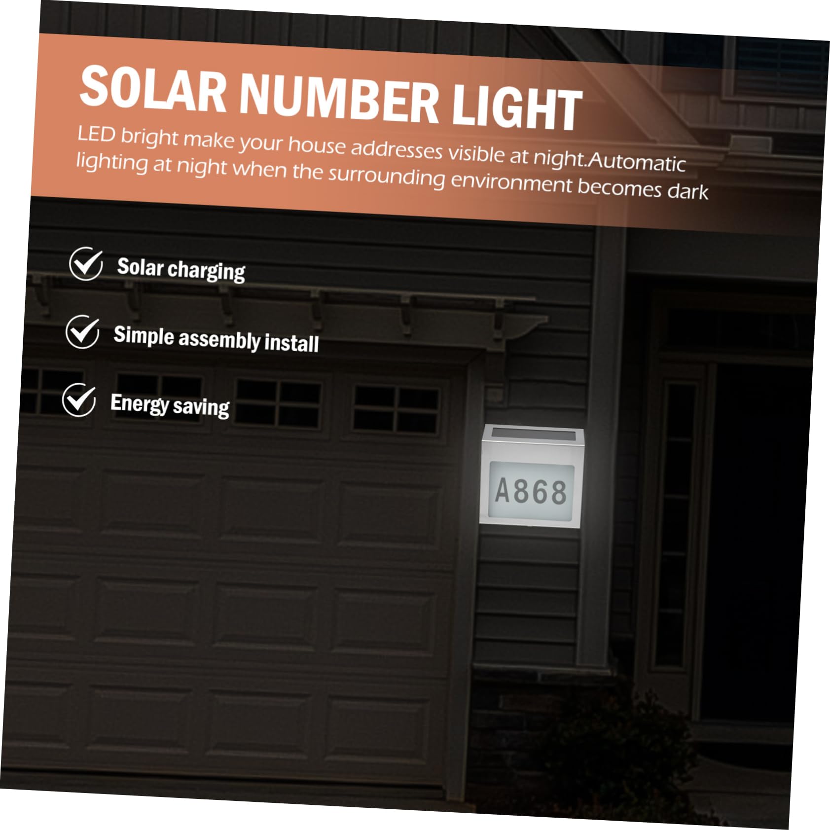 NUOBESTY Lampada Solare Per Numero Civico Luce Solare Per Targa Porta Di Per Targa Porta Led Per Resistente Alle Intemperie Facile Da Installare