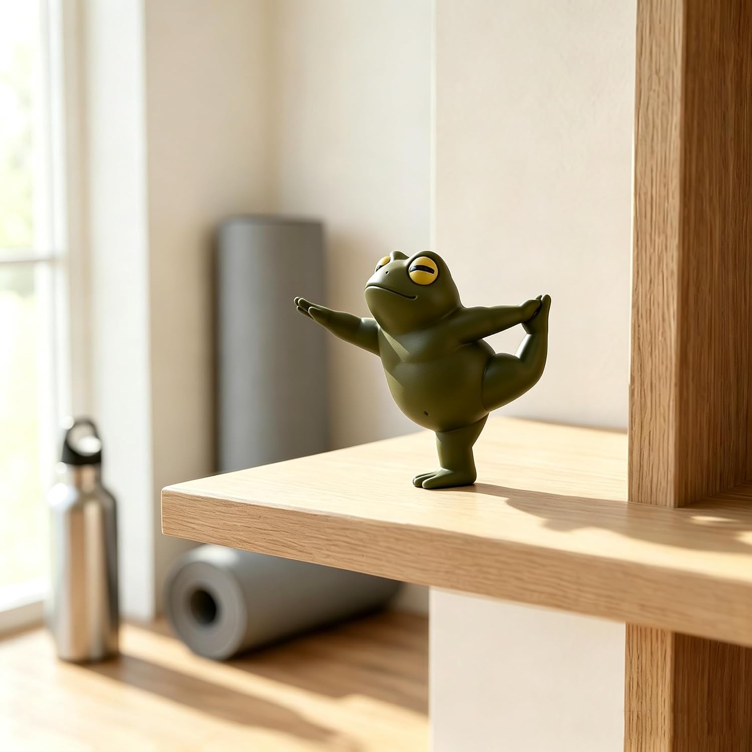 3PCS Yoga Frog Figurines, Funny Frog Sculpture & Fidget Desk Pets, Shelf and Desk Decoration, Frog Desk Accessories, Collectible Statue, for Frog Lovers, Office and Home Decor (Dark Green) image 3
