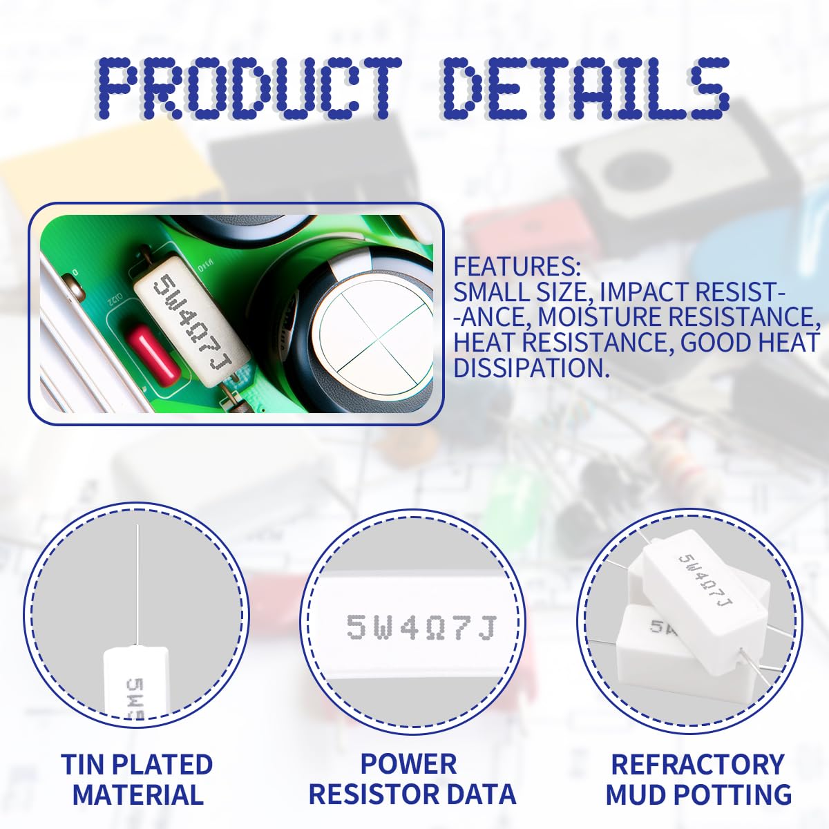 10 Pz 5W 5% Tolleranza 4.7 ohm Resistenza di cemento ceramico per progetti ed esperimenti fai da te