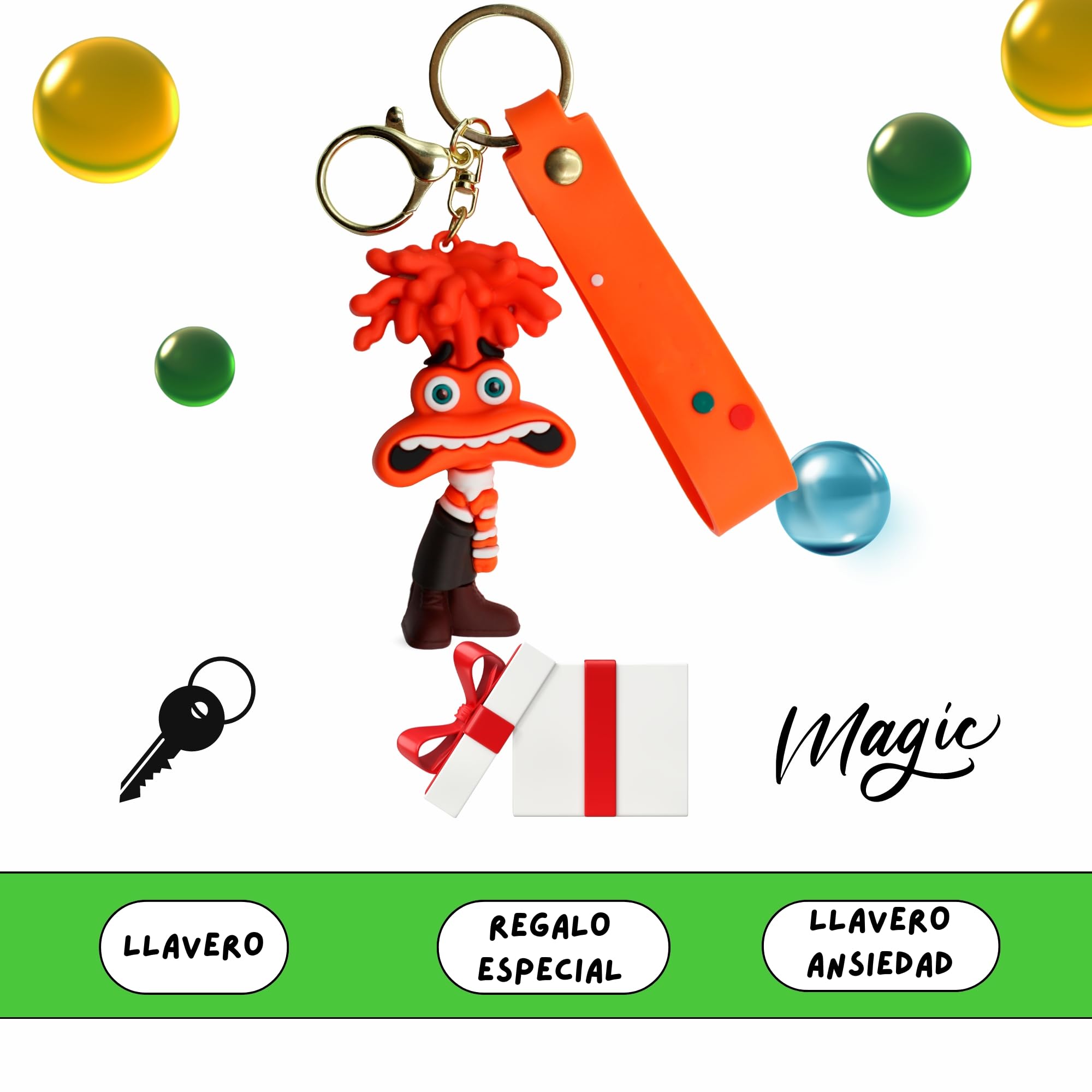Llavero Personaje de Ansiedad - Dibujo Animado, Goma, Emoción, 6 cm, Silicona - imagen 6