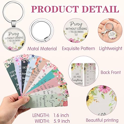 Miniatura 5 de Juego de 150 versículos de la Biblia para 30 marcadores cristianos, 30 bolígrafos de las Escrituras, 30 cuadernos cristianos, 30 llaveros con