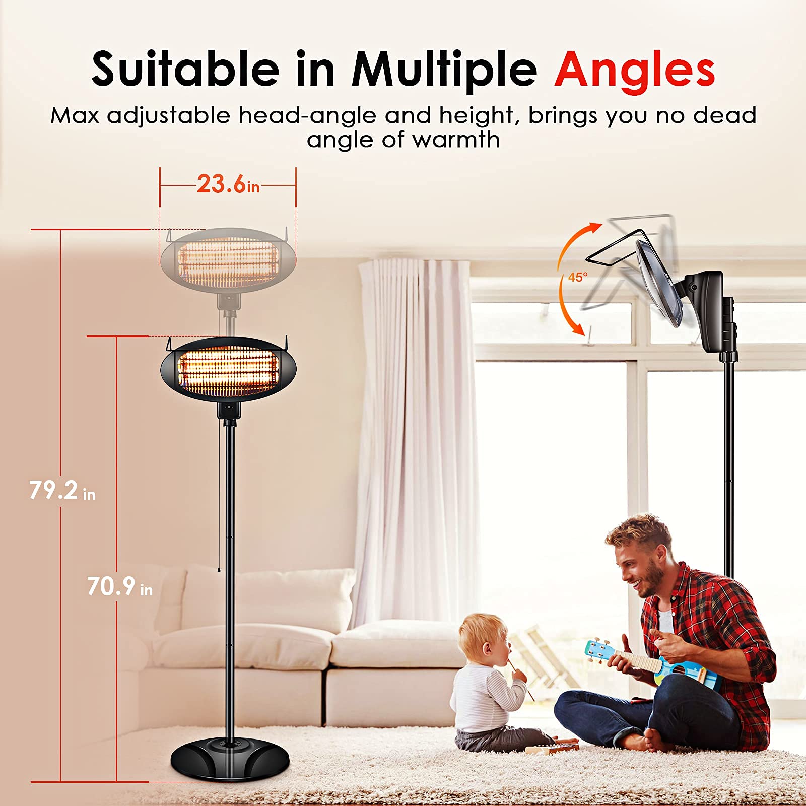 TRUSTECH Patio Heater Outdoor Heater with 3 Ajustable Heating Modes