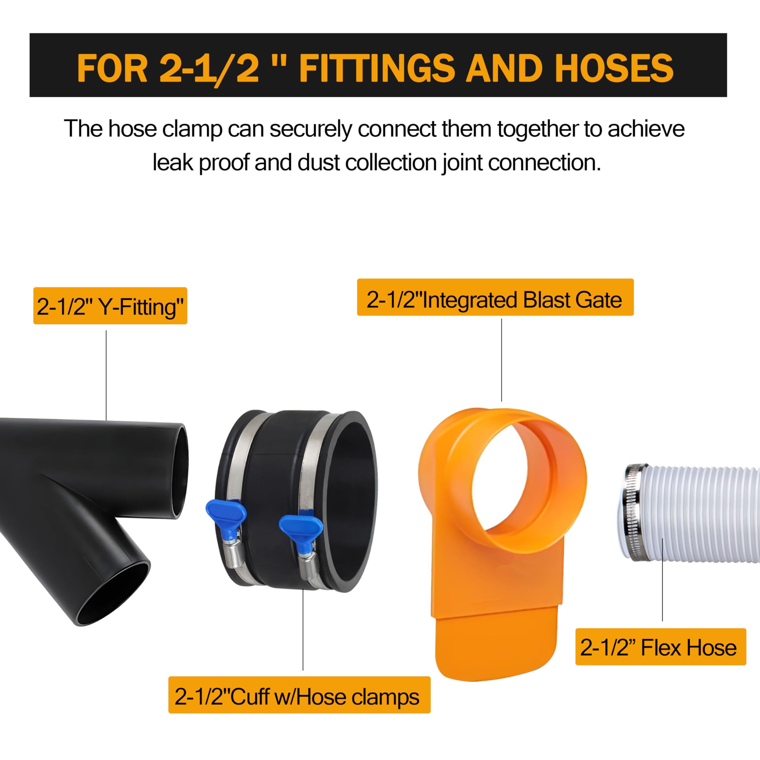 Dust Control Hose Clamps - 2.5" Flex Cuff -3