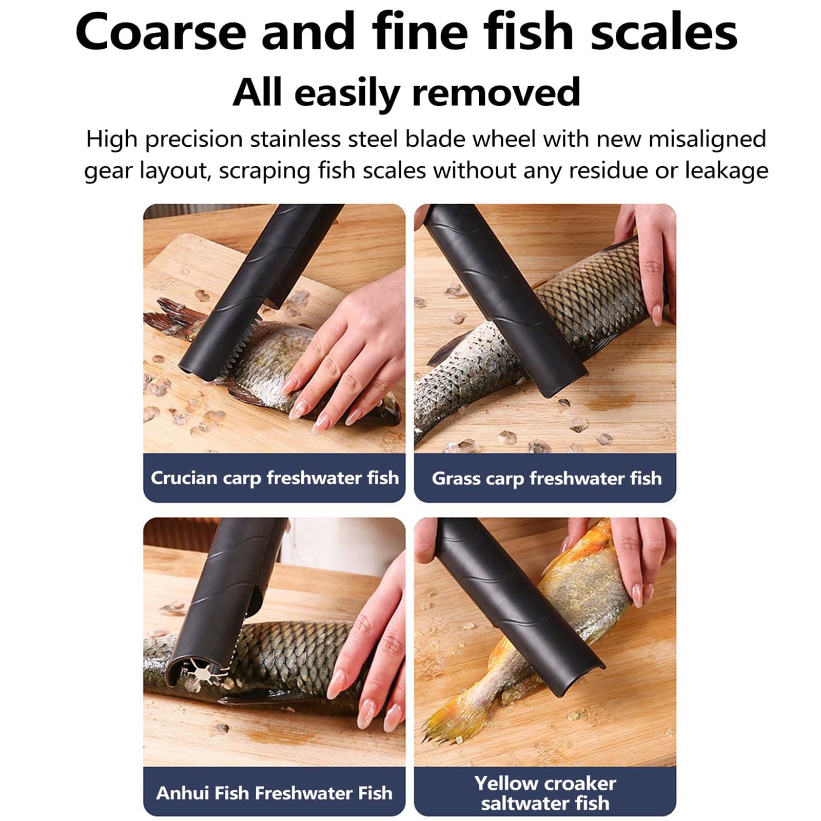 Descamador de Pescado eléctrico, Impermeable y Aislante, con Potente Cuchilla de Acero Inoxidable, Limpieza automática para Uso doméstico y en restaurantes.