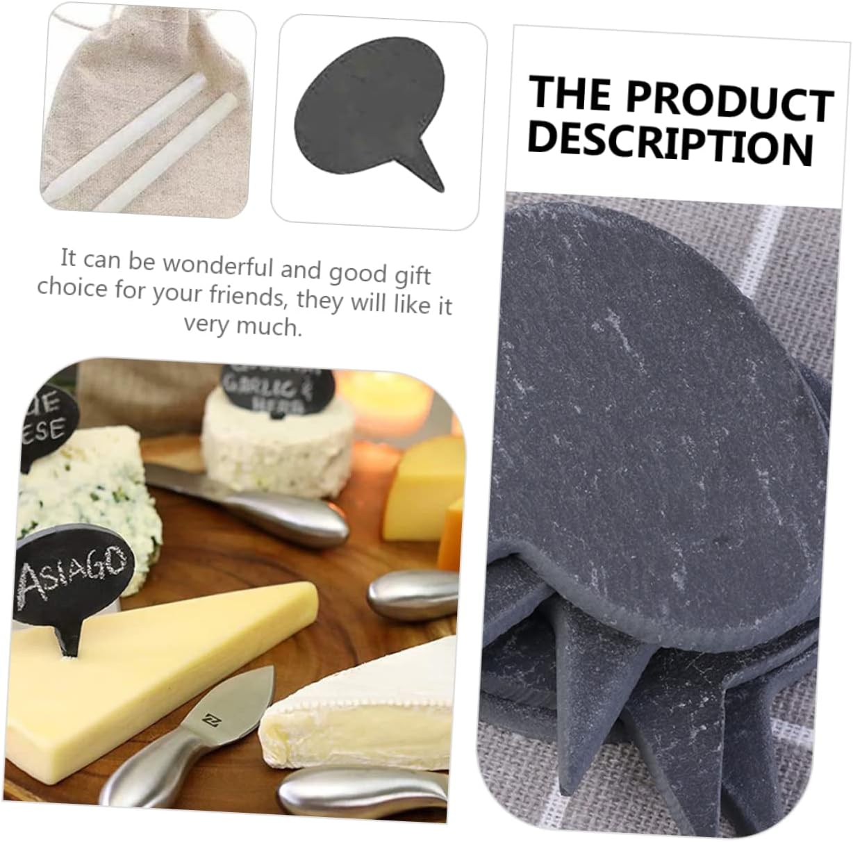 Garneck 2sets Unique Cake Toppers Custom Cheese Labels Elegant Dessert Decorations