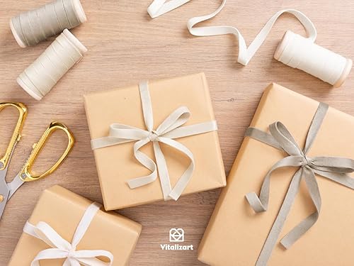 Miniatura 4 de Vitalizart Juego de cinta de terciopelo rosa y blanco de 38 pulgadas x 15 yardas, carrete de madera con ribete ecológico, 9 rollos x 5 yardas para