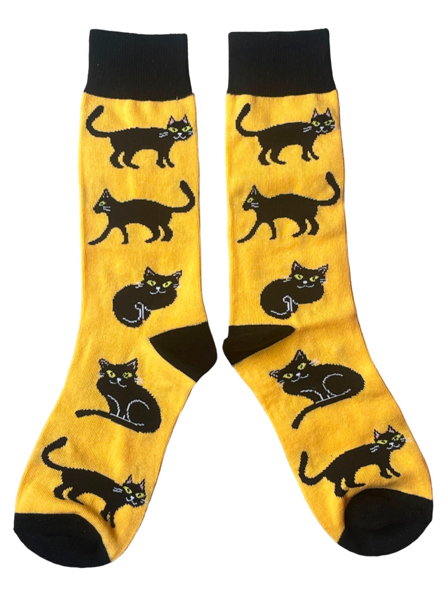 Sock Shack Men's Yellow Pounce Of Purring Lucky Black Cats Socks One Pair Multicoloured 6-10 Uk / 39-44 Eur / 7-11 Us