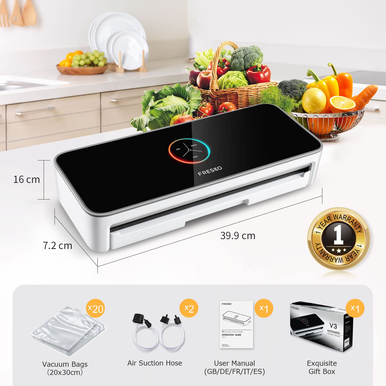 Buy FRESKO Vacuum Sealer Machine, 80Kpa Automatic Food Sealers for Food