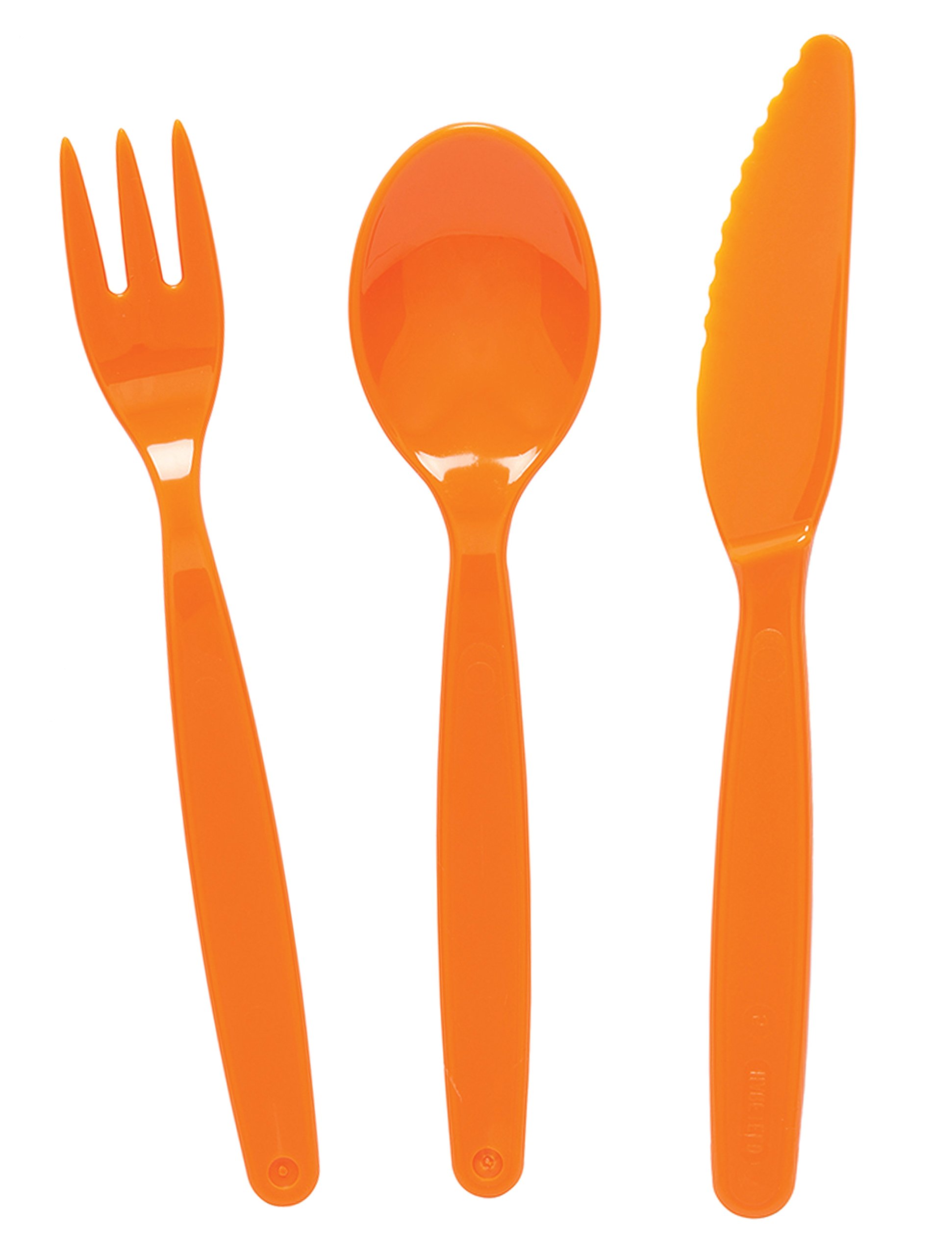 Harfield Small Reusable Cutlery Set 17cm Orange PC Plastic (x4 Sets) Dishwasher Safe