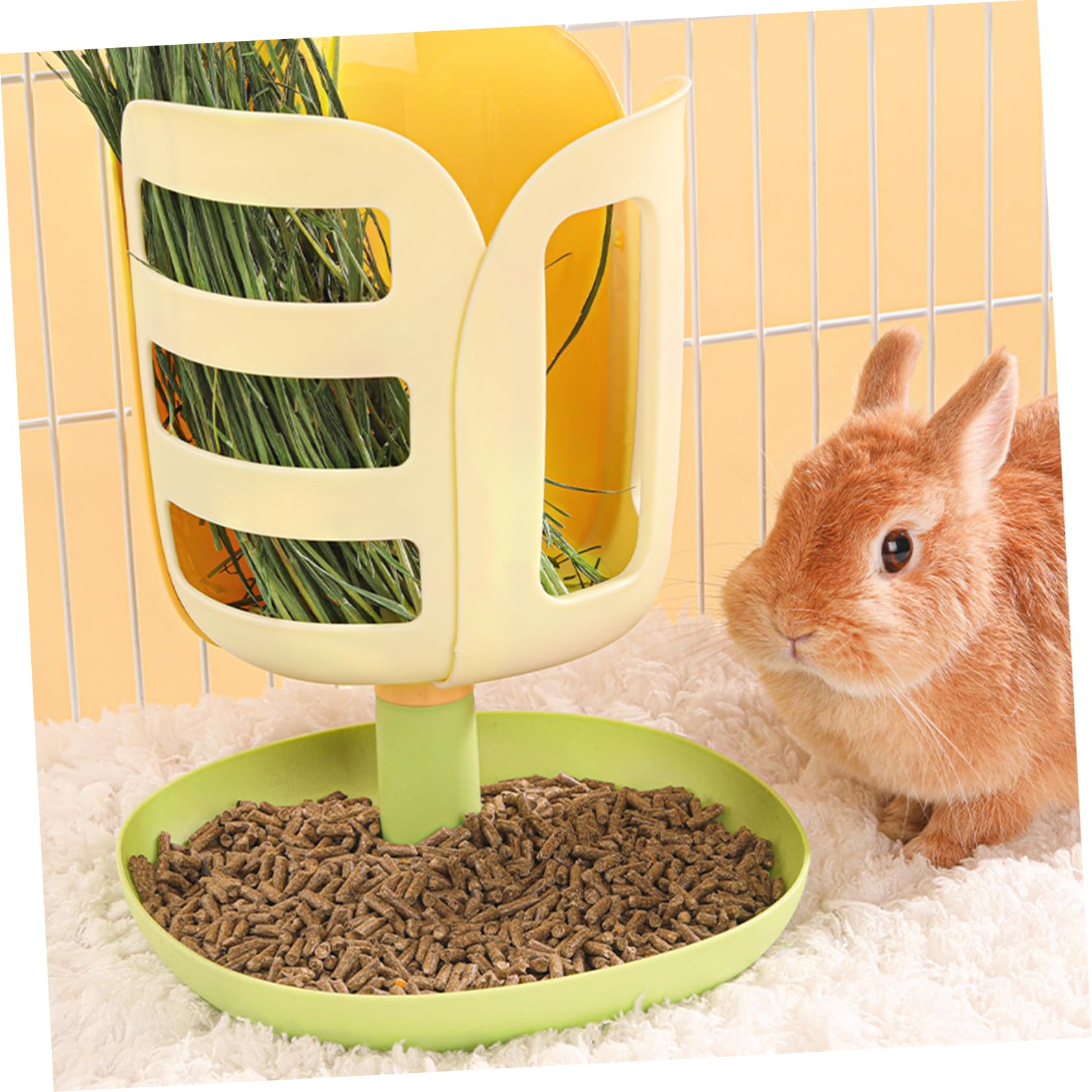 TOYANDONA Supporto Mangiatoia Per Conigli e Porcellini D’india a Forma Di Tulipano in Plastica Pp Resistente, Antispreco e Fissabile in Gabbia Per Alimentazione Ordinata Di Piccoli Animali Domestici