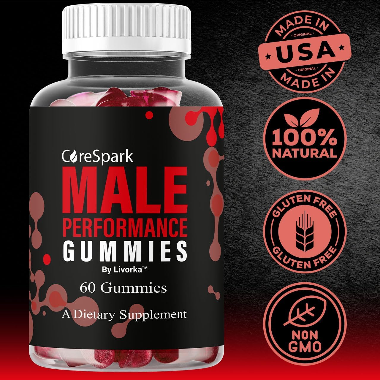 LIVORKA CoreSpark Gummies - Official CoreSpark Gummy Supplement for Men, Maximum Strength Performance, Natural Multivitamin Support Overall Health & Wellness, 60 Gummies for 1 Month - Image 5