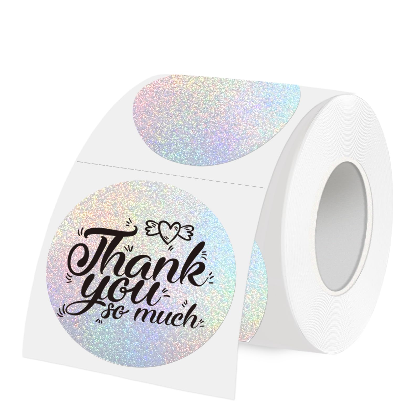 WANGHENG 3 Inch Holographic Thermal Labels,Round Thermal Printer Labels,Waterproof Thermal Printer Stickers for DIY Logo Design,Name Tag,QR Code,