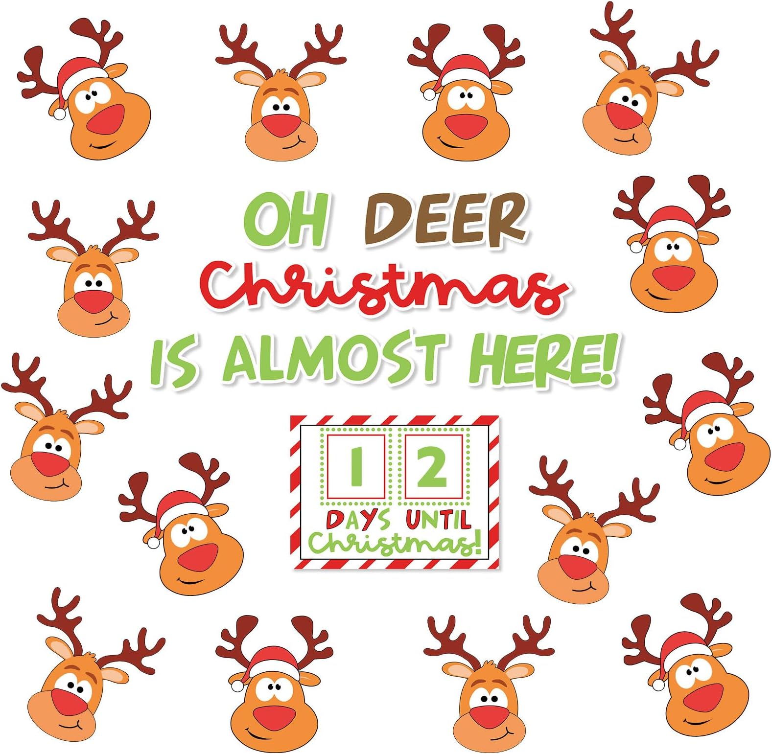 Amazon.com: JarThenaAMCS 48Pcs Reindeer Christmas Countdown Bulletin ...