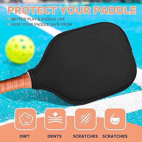 Miniatura 5 de 2 Pcs Pickleball Paddle Covers, Universal Case Size - 8.6 x 12.2 inches Zippered Racket Sleeve, Durable Neoprene Paddle Cover, Paddle Storage Bag