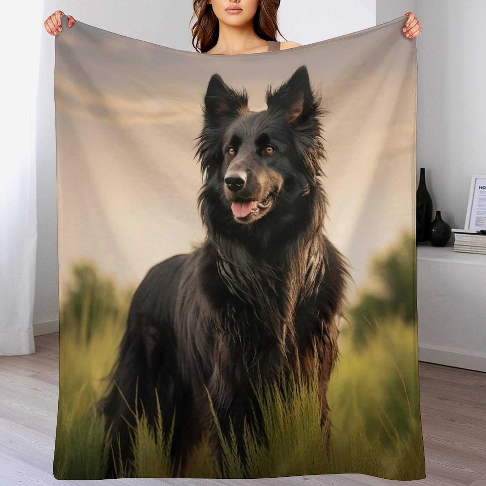 Couverture polaire en flannel premium pour canapé plaid épais chien mignon 100x130cm