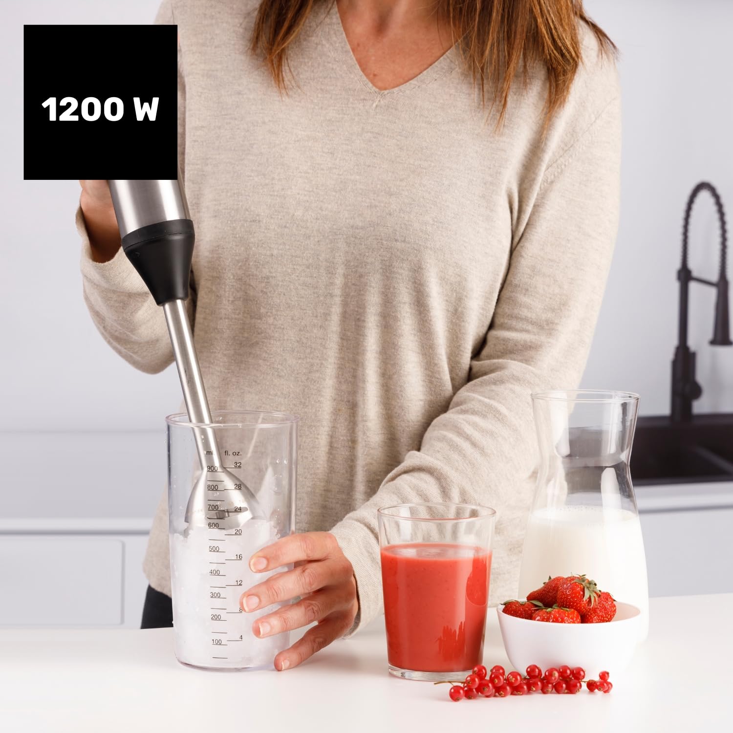 Taurus BAPI 1200 Premium Full Set - Batidora de mano 1200W | Regulador de 20 velocidades ajustable | Función Turbo | Cuchillas de acero inox | incluye accesorios| Diseño ergonómico | Vaso medidor