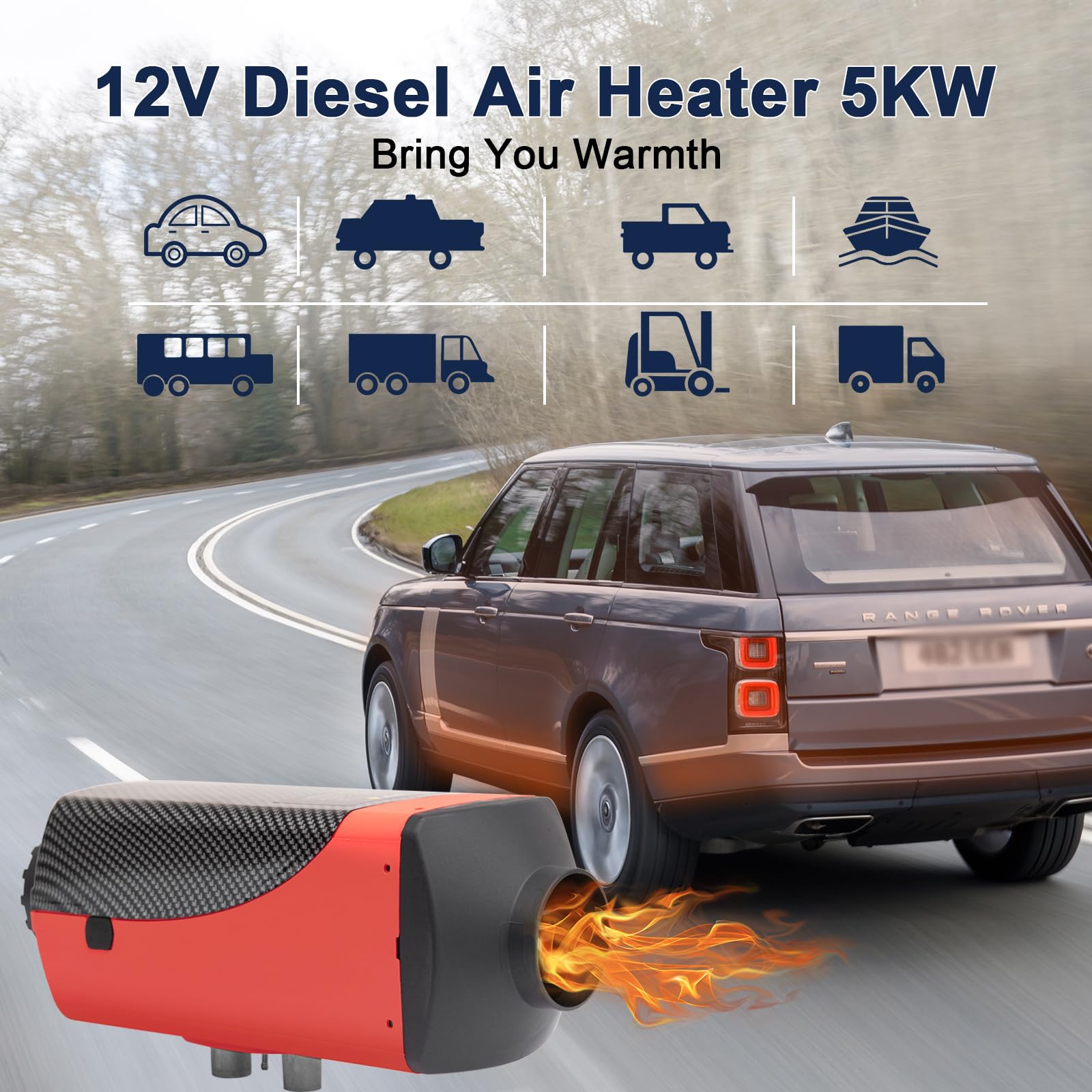 Nagrzewnica powietrza Diesel 5 kW 12 V, zestaw nagrzewnic powietrza ze zbiornikiem 10 l, termostatem LCD, monitorem, tłumikiem, pilotem do samochodu SUV, kampera, furgonetki, łodzi i garażu, kampera