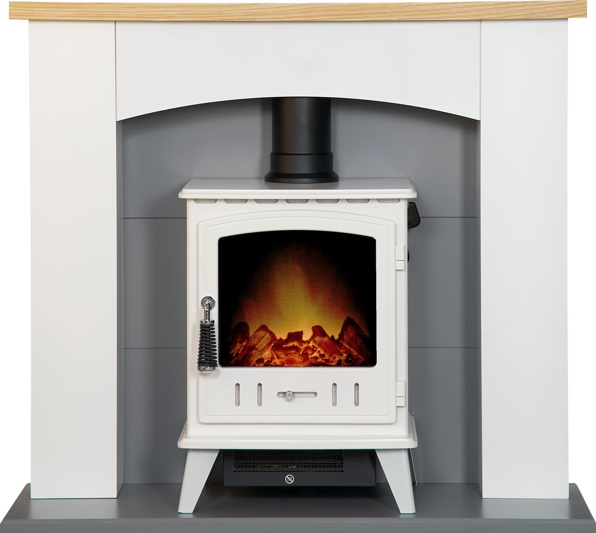Adam White Huxley In Pure & Grey With Aviemore Electric Stove In Enamel, 39 Inch