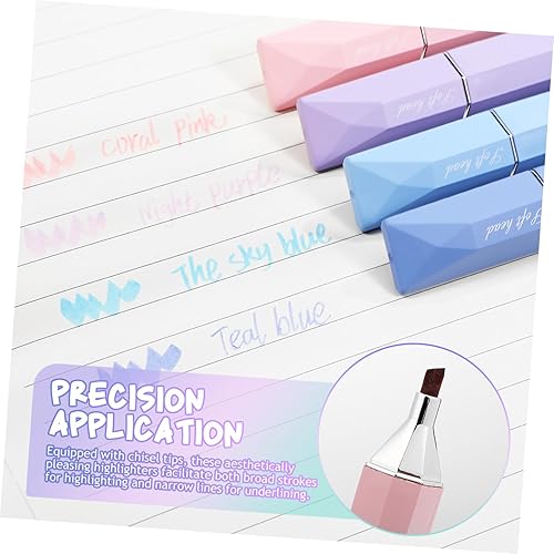 Miniatura 5 de 4 resaltadores pastel con punta de cincel, resaltadores de visibilidad transparente para oficina y escuela, diseño sin sangrado para profesores y
