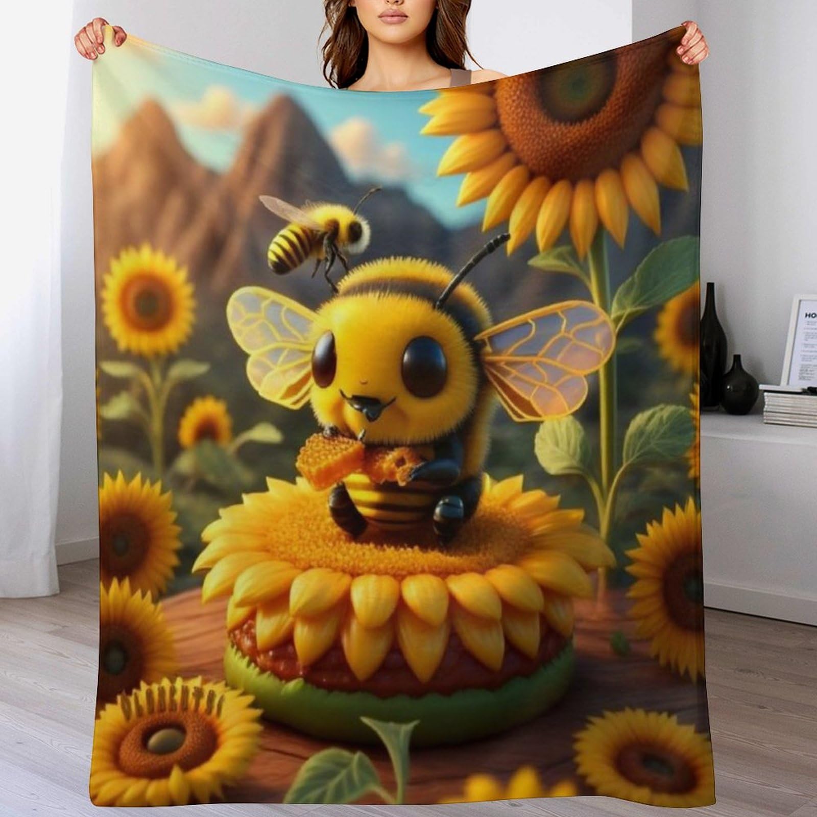 Couverture polaire Abeille Mignonne contre le froid pour canapé-lit et lit doux