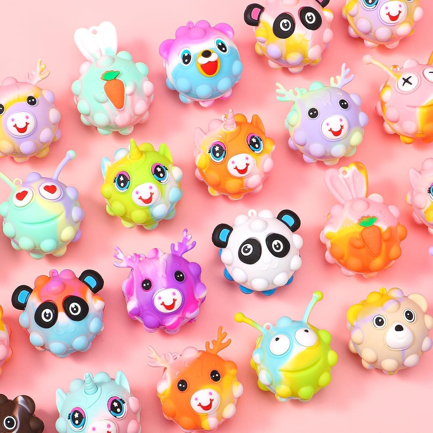 24PCS 3D Animal Pop Fidget Ball Easter Gifts Party Favors for Kids 4-8 8-12 Easter Egg Fillers Goodie Bag Stuffer Classroom Treasure Box Toy Carnival Prizes Pinata Birthday Return Gifts for Boys Girls