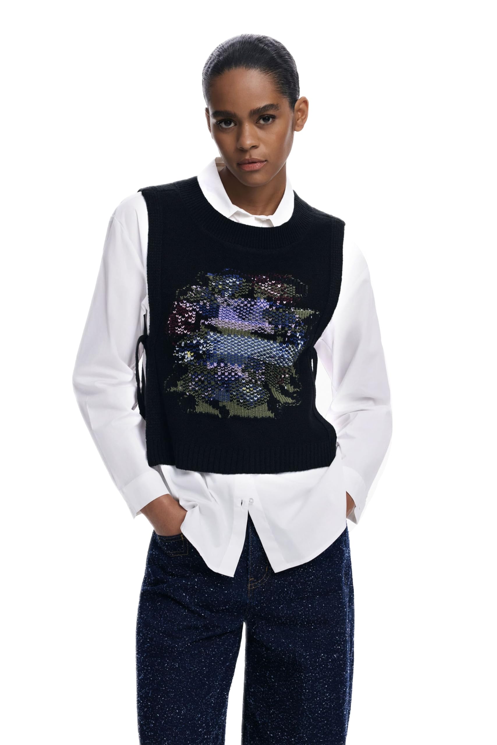 Desigual CAM_Chaleco Blouse, Blanco, XL Women's
