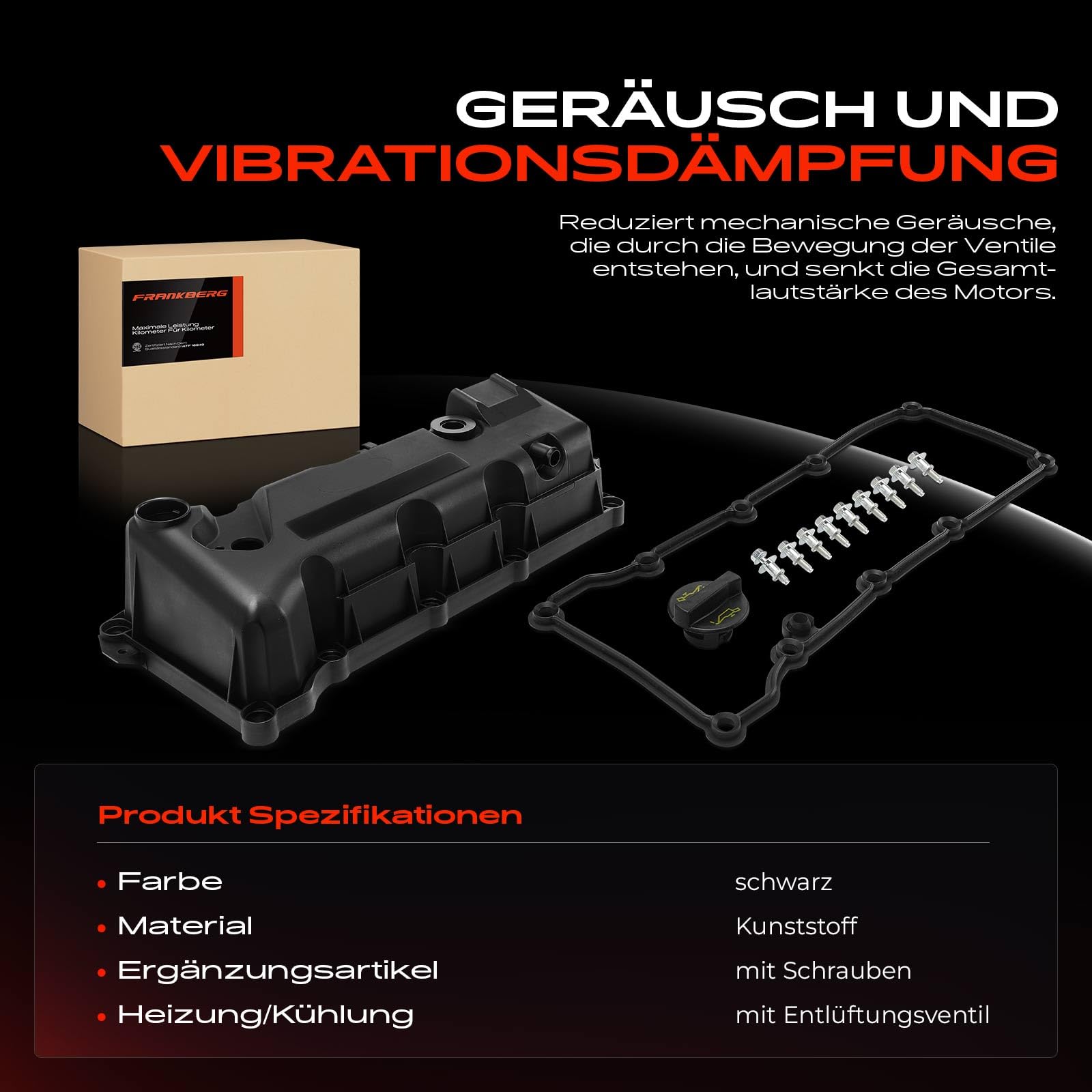 Frankberg Zylinderkopfhaube Ventildeckel Kompatibel mit Fiesta V JD JH Schrägheck 1.3L 2001-2008 Fiesta V Van Kasten/Schrägheck 1.3L 2002-2008 Replace# 2S6G6M293B2A