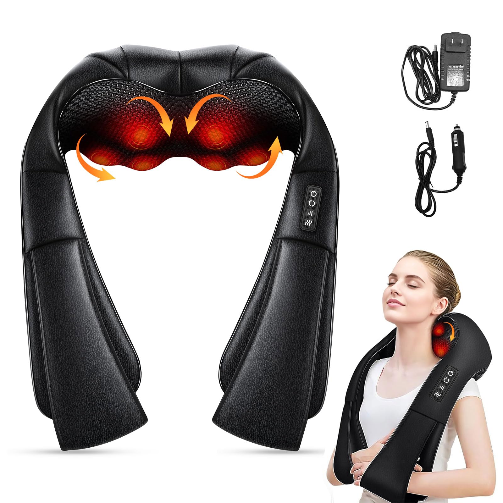 Masajeador Cuello Y Hombros,Shiatsu Masajeador Espalda Eléctrico,Maquina Masaje Para Cervical 3d Con Calor, Neck Massager Aliviar Dolor Cuello Para Relajación De Fatiga El Hogar Y La Oficina