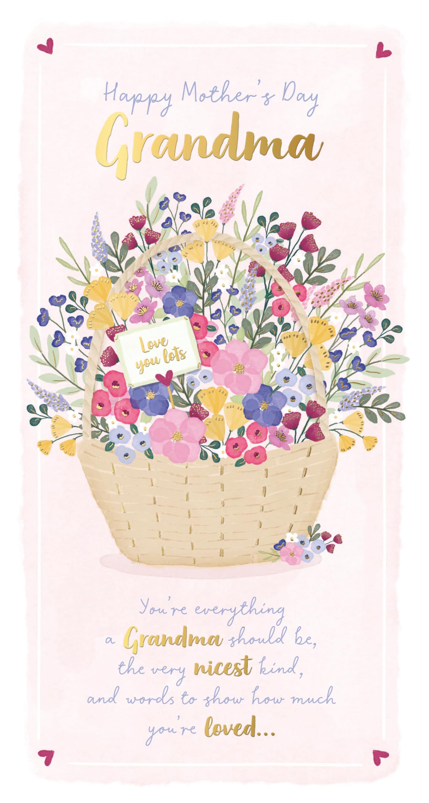 Mother's Day Card For Grandma With Gold Foil Detail by Wishing Well Studios, Size 5 x 9 Inches