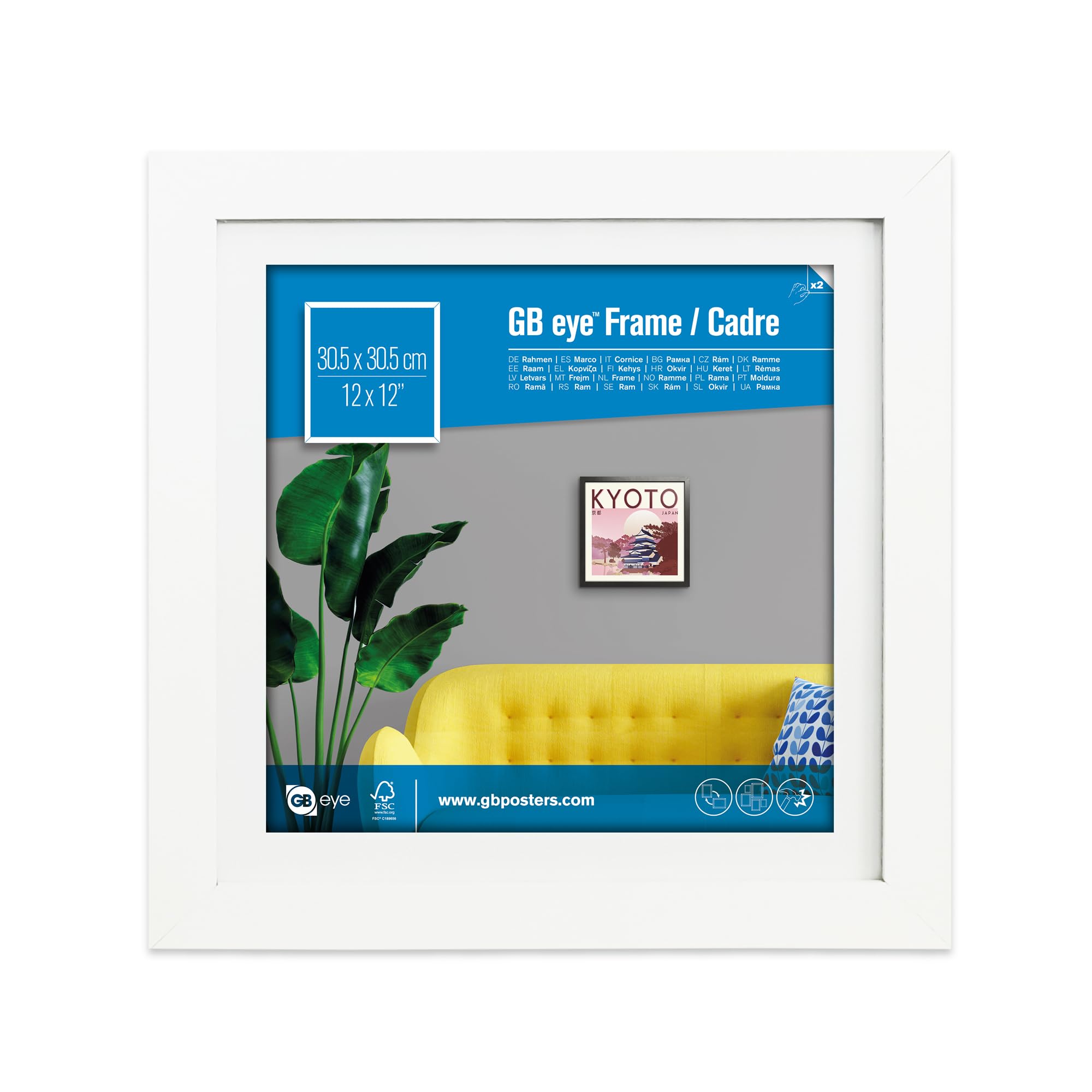 GB eye Contemporary Wooden White Picture Frame - 30.5 x 30.5cm