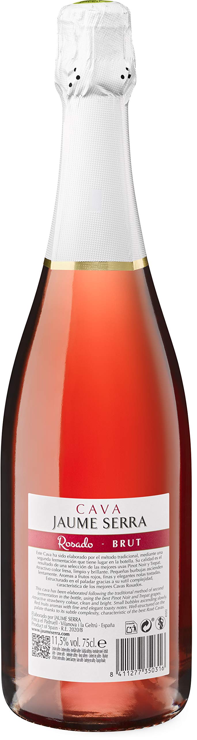 Jaume Serra Brut - Cava Brut Rosado, Caja de 6 Botellas x 750 ml