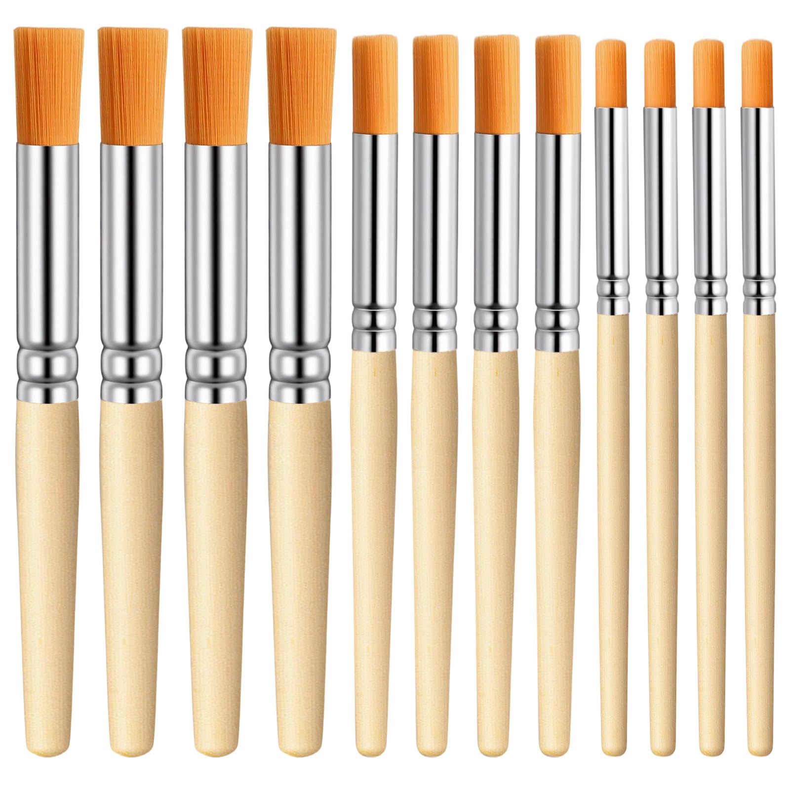 12 PCS Wooden Stencil Brush for Acrylic Paint Natural Bristle Stencil Brush for Stenciling Paint Brushes Set, 3 Sizes for Stencils Painting, Acrylic, Oil, Watercolor, DIY Art Crafts
