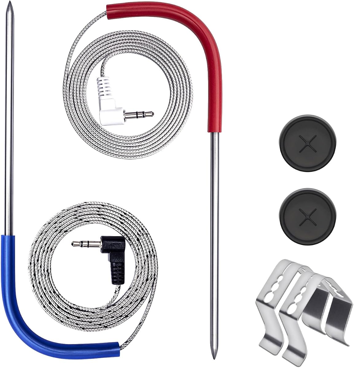 2-Pack Meat Probe for Traeger Pellet Grill, Temperature Probes Replacement Parts 3.5mm Plug Thermometer Smoker Temp Accessories