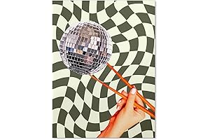 CIDLNMY Retro Disco Ball Wall Art Funky Green Posters Disco Chopstick Canvas...