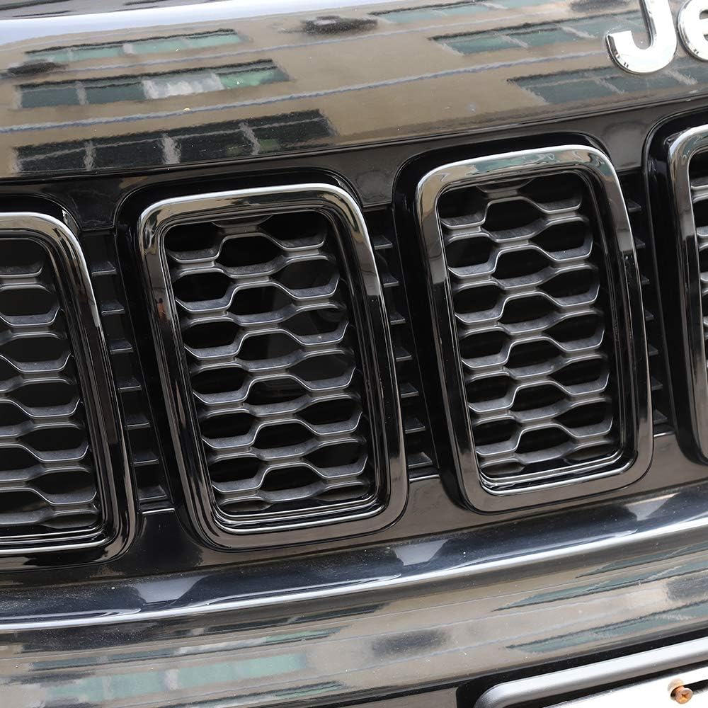 Best Quality 🔥 RT-TCZ 7PCS Front Grill Mesh Inserts,Rings Covers Inserts Kit for 2017 2018 2019 2020 2021 Jeep Grand Cherokee Not fit for SRT, Trackhawk & 2021 Grand Cherokee L(Black)