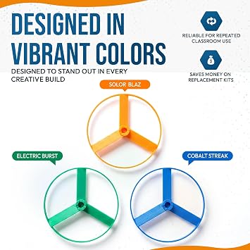 Snap Circuit Replacement Parts 6SCM1F, 3 Multicolor Fans | Fits M1 Motor 6SCM1F; Durable Plastic; Not for M4 Motors