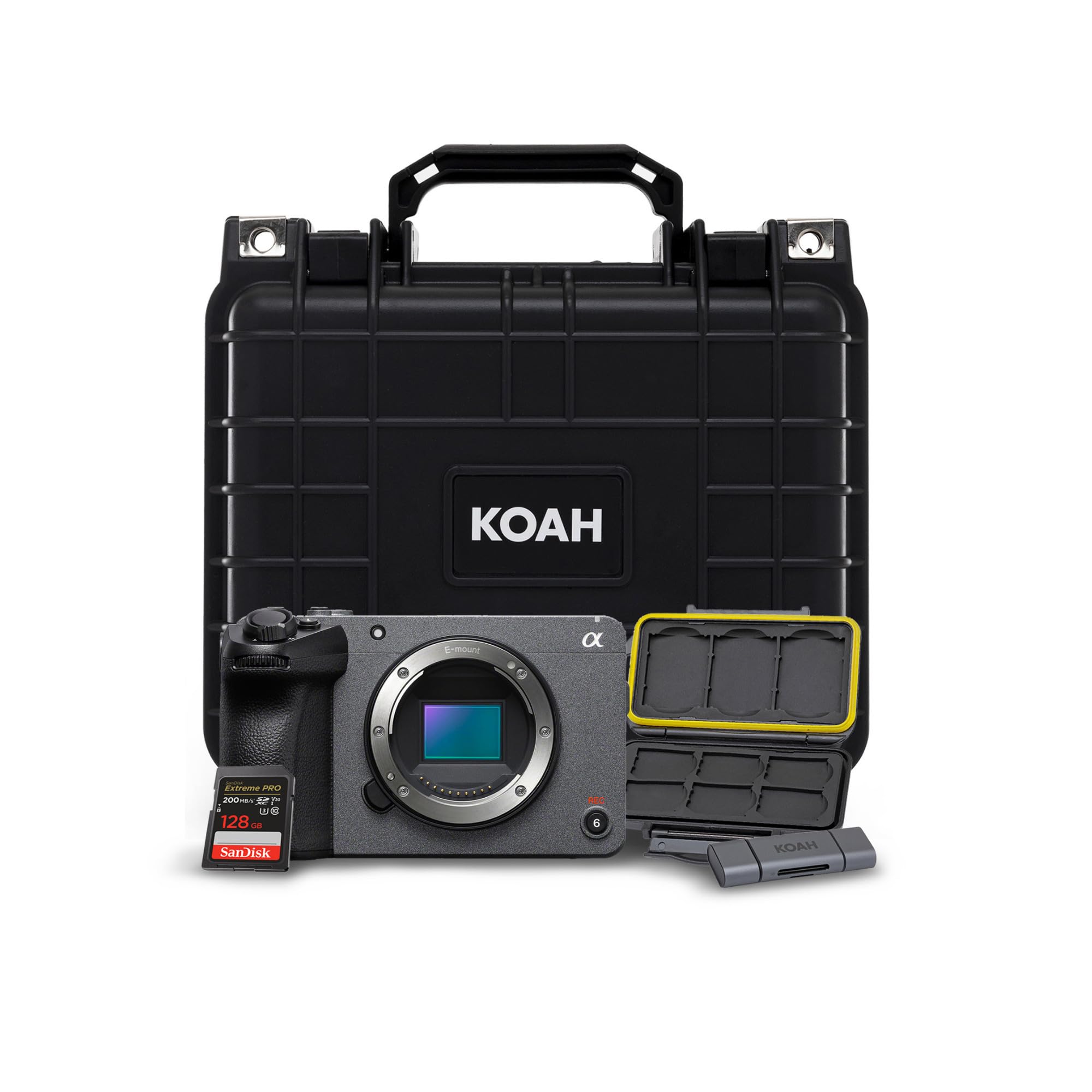 Sony Cinema Line FX30 Super 35 Camera (Body Only) with Weatherproof Hard Case, 128GB SD Card, and Card Reader and Storage Case Bundle (5 Items)