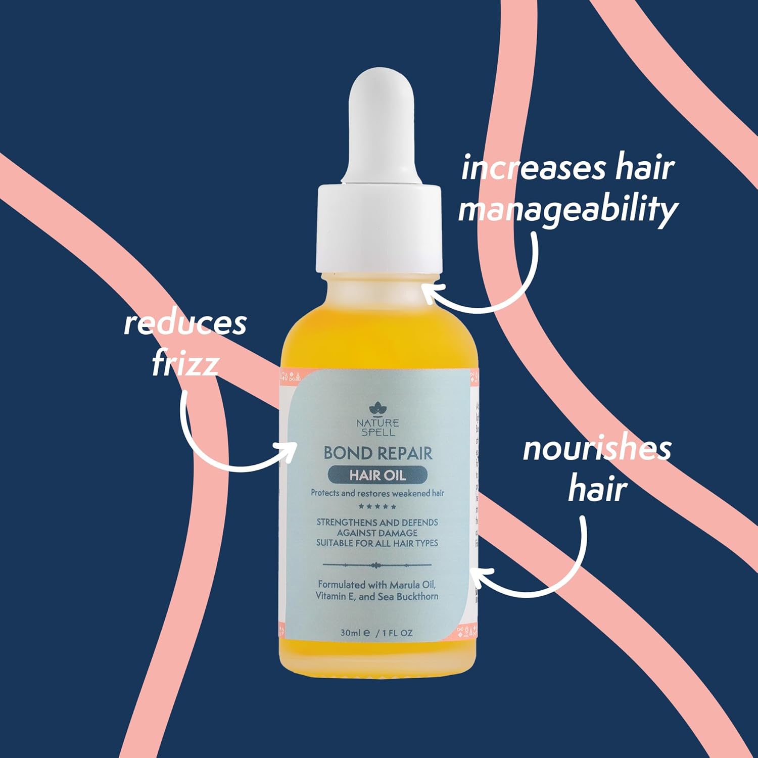 Nature Spell Bond Repair Haircare Collection, Sulfate & Paraben Free, Moisturizes & Nourishes Dry Hair, with Shampoo & Conditioner, Hair Mask, Bond Builder, Leave-In Cream and Oil, Vegan, Pack of 6 - Image 8