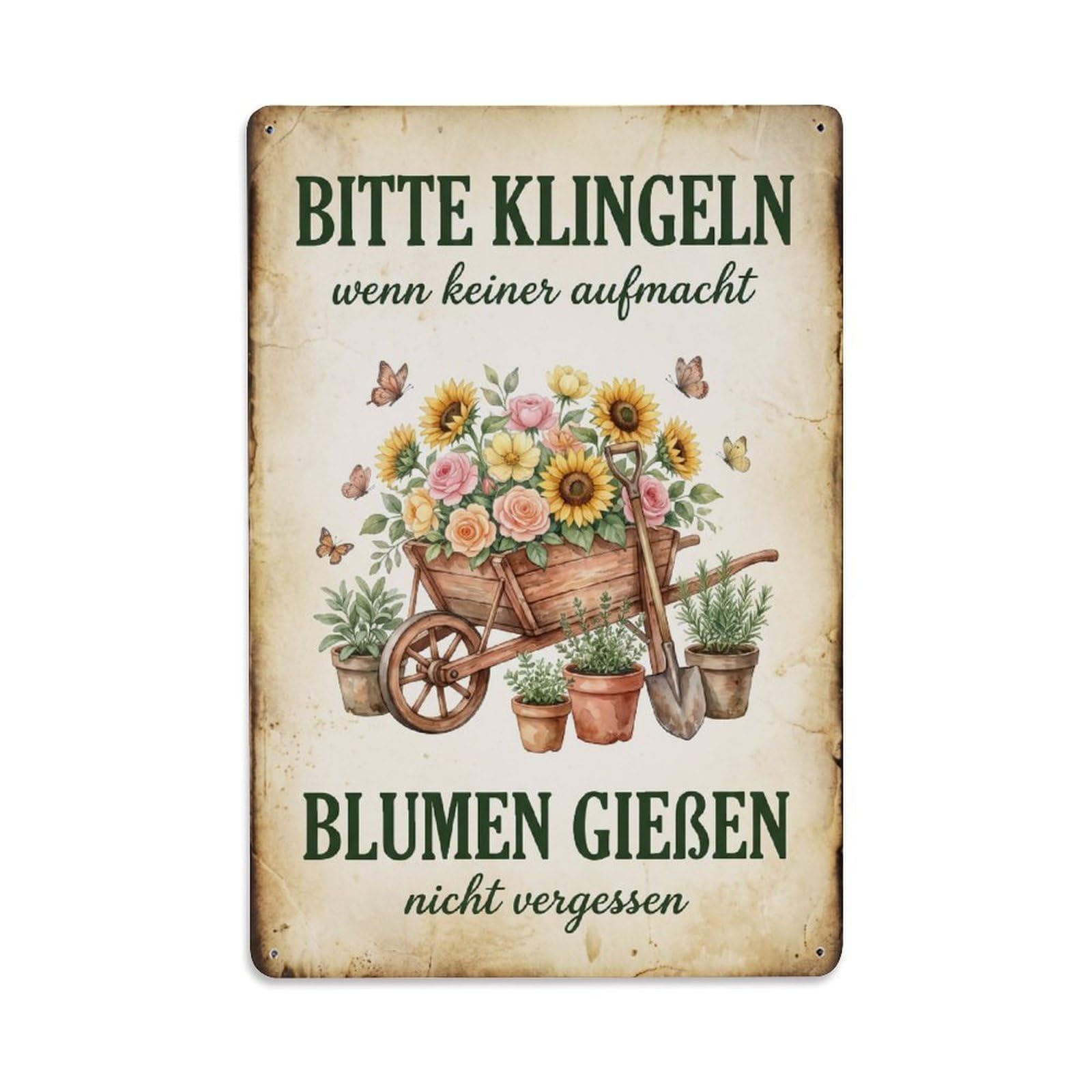 Vintage Funny Garden Please Ring Rustic Gate Gorgeous Metal Tin Sign Plaque Wall Decor for Cafe, Club Bar, Office, Garden Metal Poster 8x12Inch