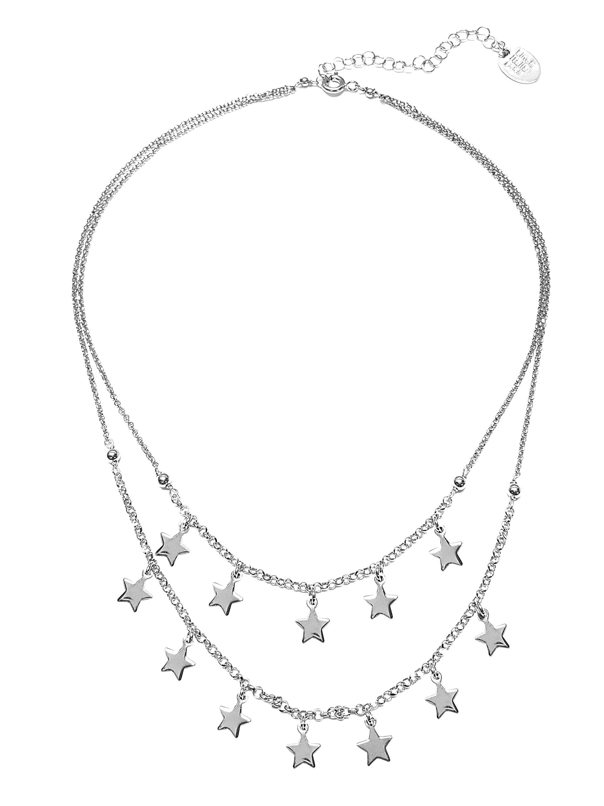 Linea Italia Gioielli - Collana per Donna a Due Fili con Stelle in Argento 925 - Made In Italy