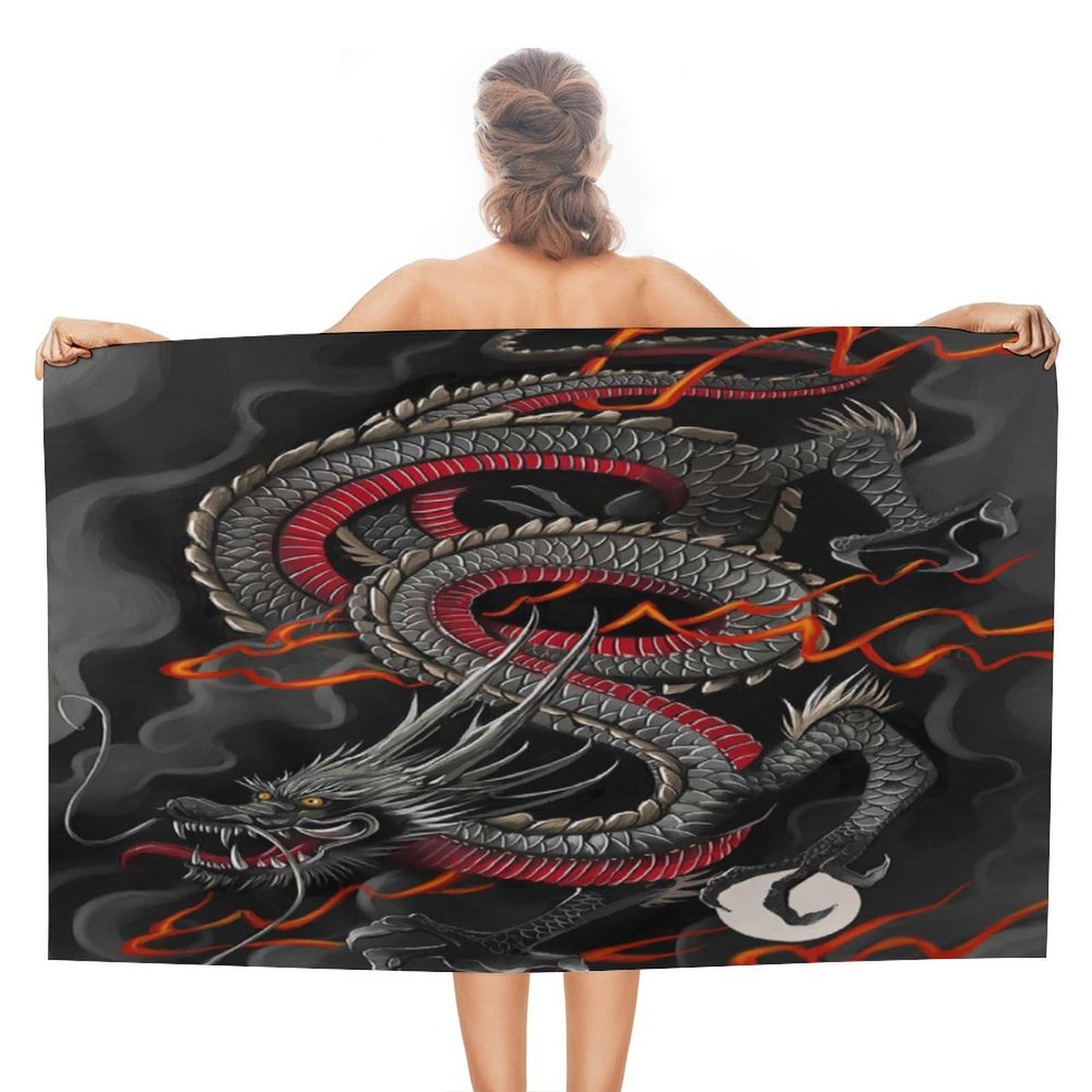 Nclqvjxzkhw Women's Style Dragon Beach Towel For Adults Lightweight Bath Towels Swim Travel Gym Sports 130×80Cm