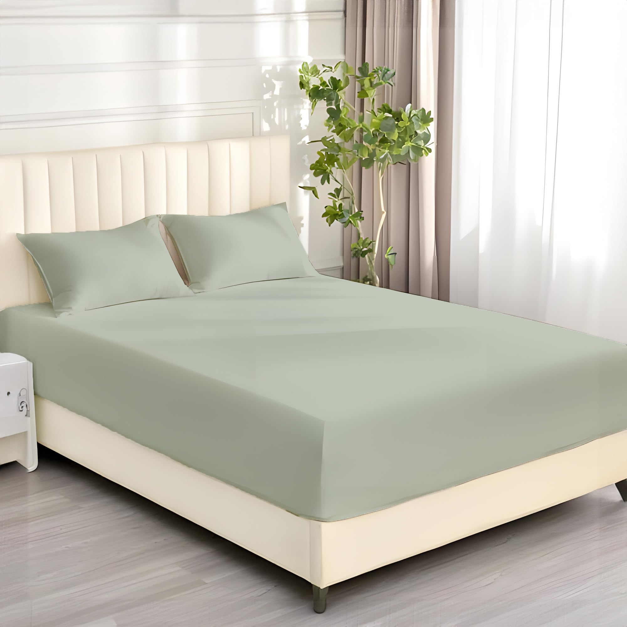 100% Egyptian Cotton Single Fitted Sheet With 400 Thread Count And 40cm Extra Deep Elastic...