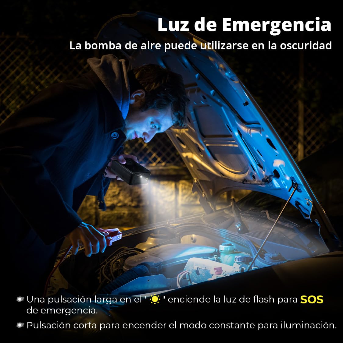 Oasser Compresor Aire Portatil 150PSI Inflador Ruedas Coche Recargable Compresor de Aire Pequeño Luz LED para Coche Moto Bicicleta Pelota